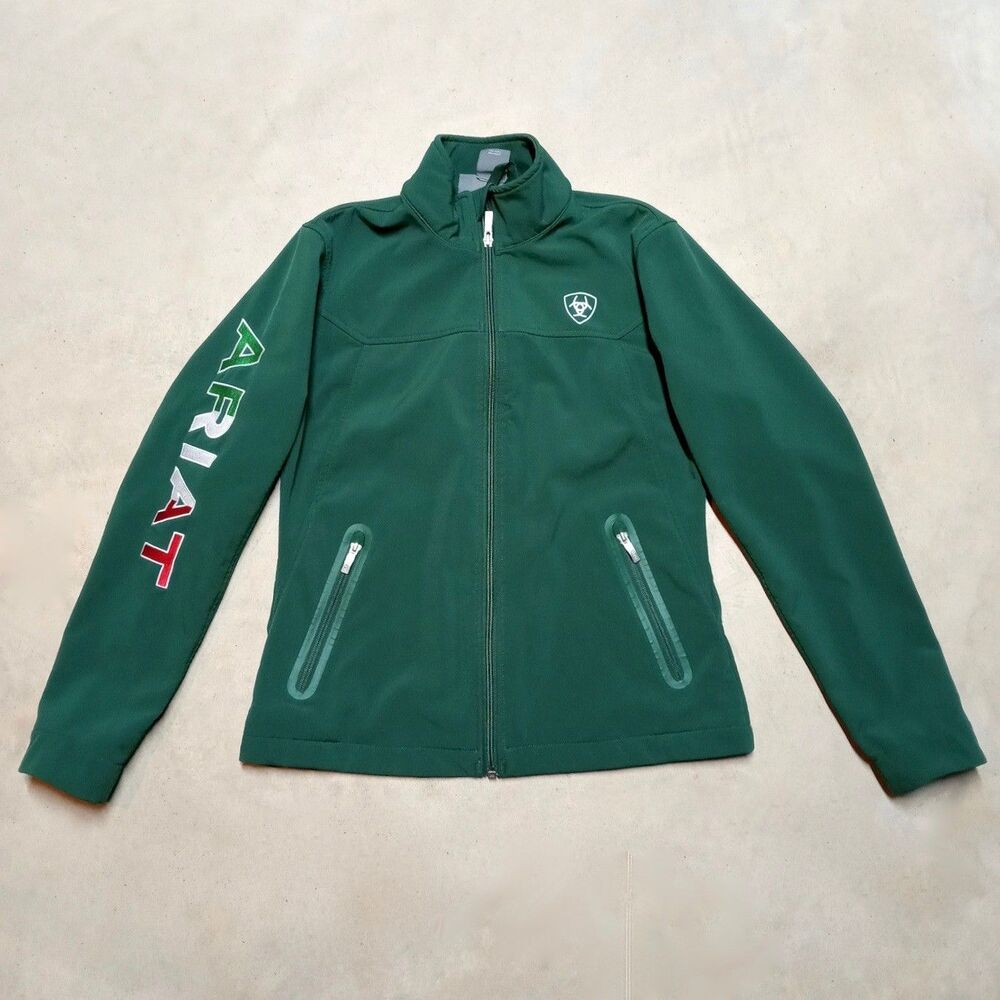 Ariat Tek Mexico Flag Jacket Women's SMALL Green Soft Shell Western Ranch